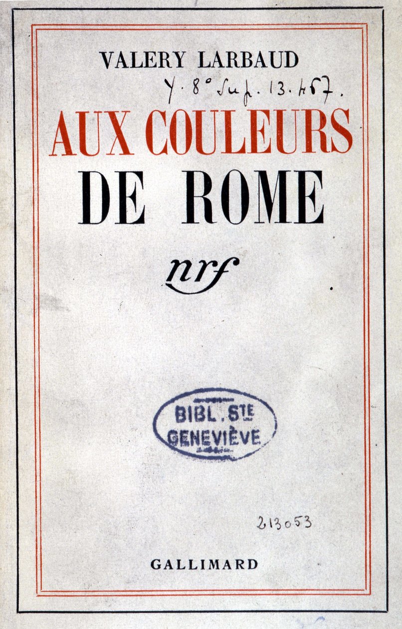 Portada de "In the Colors of Rome" de Valéry Larbaud, París, Gallimardfinnish tekijältä Anonymous Anonymous