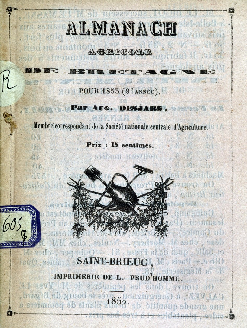 Agricole de Bretagne -almanakan kansi tekijältä Anonymous Anonymous