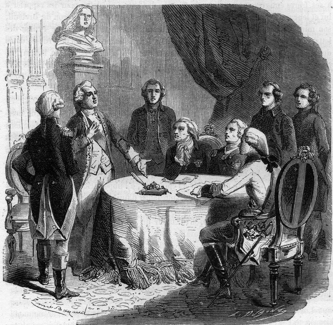 Pillnitzin julistus - Ensimmäisen liittouman sota 1791 - 1797 - konferenssi Pillnitzissä 25 - 27-8-1791 - Keisari Leopold II (1747-92), Frederick William II Preussin kuningas (1744-97) ja Frederick Augustus I. Just