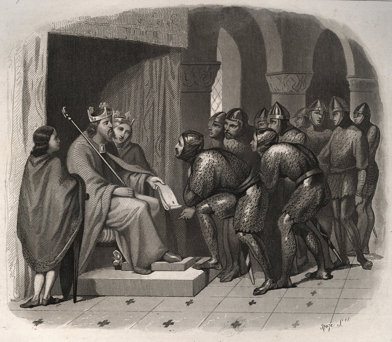 Edward Tunnittaja (yksi viimeisistä Englannin anglosaksisista kuninkaista) - Pyhä Edward Tunnittaja (1004-1066) antoi uusia lakeja kansalleen. Kaiverrus vuodelta 1846 kirjassa "Pyhien elämää". Yksityinen kokoelma. tekijältä Anonymous Anonymous
