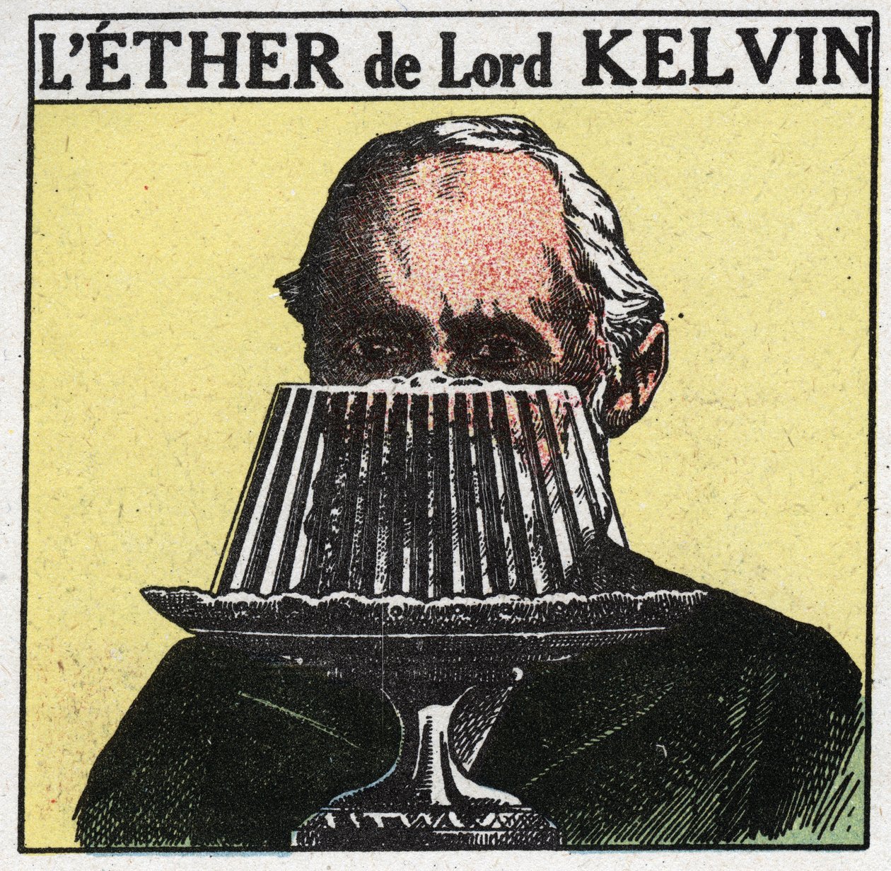 Sähköilmiöt: Esimerkki William Thomsonin teoriasta, Lord Kelvin (1824-1907), jonka mukaan eetteri on kuin gelee. Anonyymi kuvitus vuodelta 1925. Yksityiskokoelma. tekijältä Anonymous Anonymous