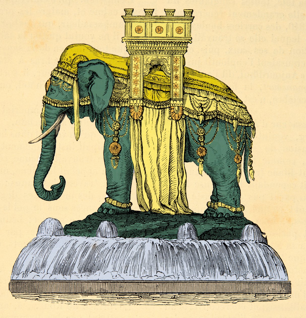 Elefantti-suihkulähdeprojekti Place de la Bastillella, demolie vuonna 1840, kaiverrus, yksityinen kokoelma tekijältä Anonymous Anonymous