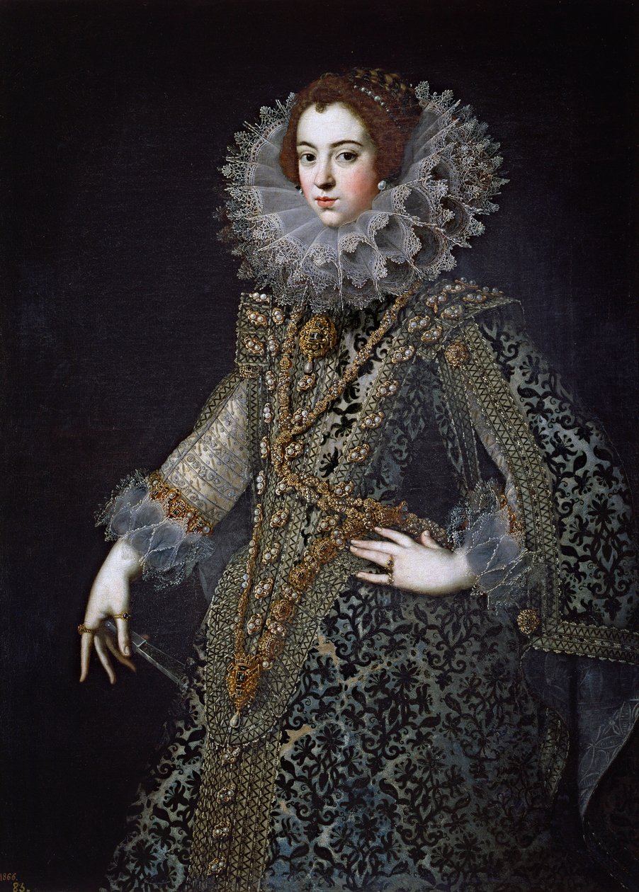 Elisabeth de France, jota kutsutaan myös Elisabeth de Bourboniksi - Muotokuva Elisabetista Ranskasta (1602-1644), Anonymousin Espanjan kuningatar puolisosta, n. 1620 - Öljy kankaalle tekijältä Anonymous Anonymous