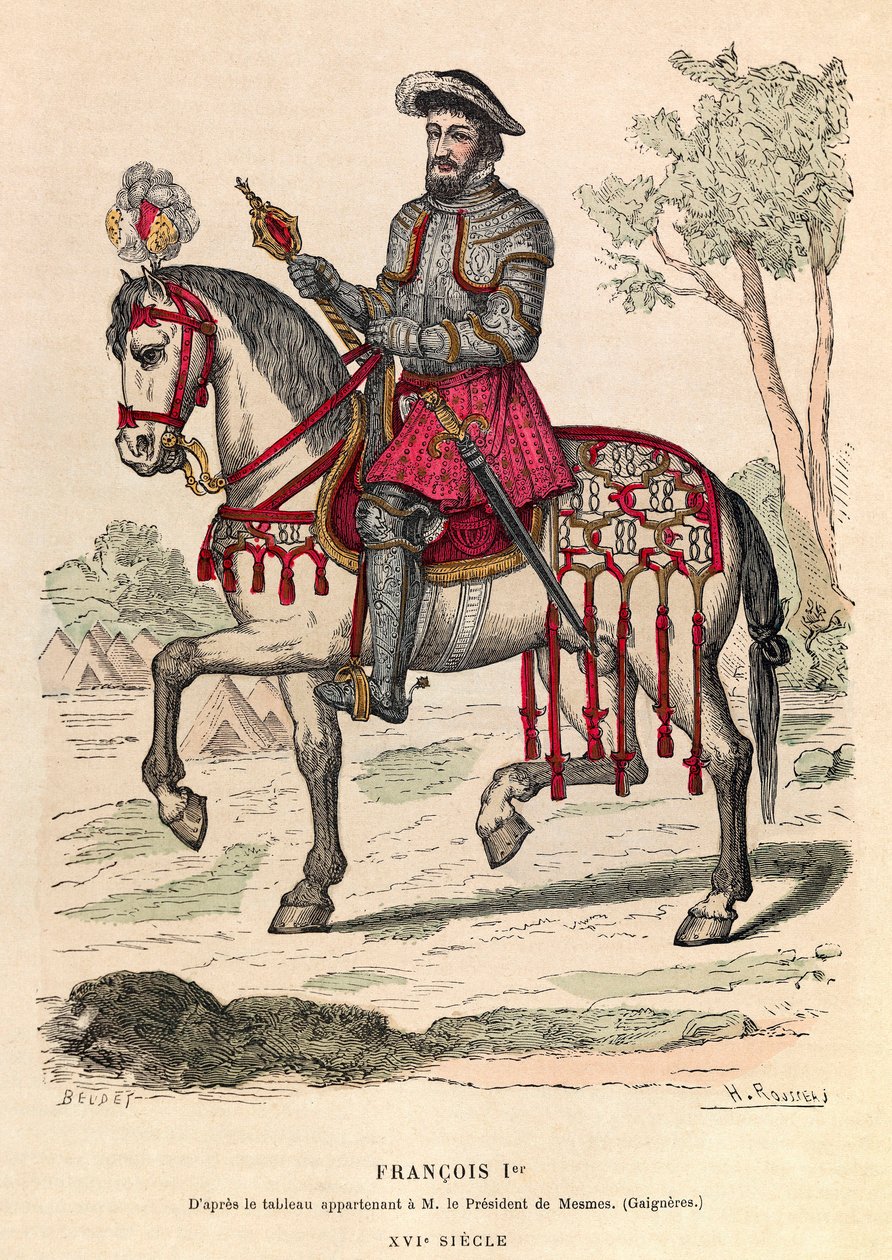 Kuningas Frans I:n (1494 - 1547) ratsastajamuotokuva - Ranskan kuningas Frans I:n (1494 - 1547) ratsastajamuotokuva - yksityiskokoelma tekijältä Anonymous Anonymous
