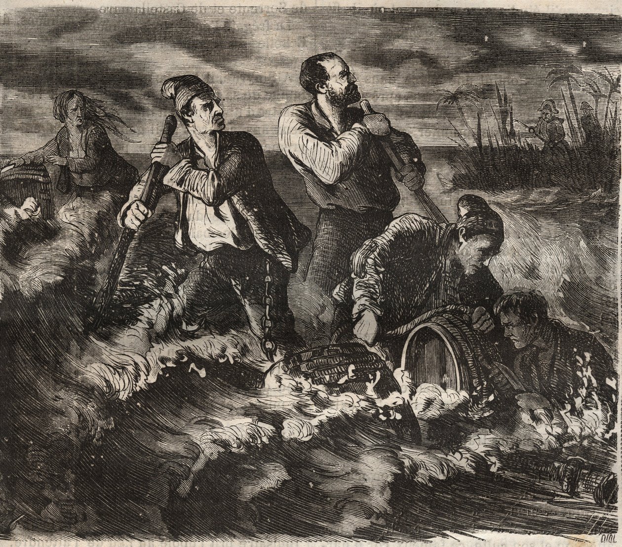 Pakene Belle-Ile-en-Merin (kaunis saari merellä) vankilasta 1800-luvulla. Kaiverrus "Vankiloiden historiasta niiden luomisesta nykypäivään" (1877), Pierre Zaccone (1817-1895) (Colonia Penale - Rangaistussiirtokunta) tekijältä Anonymous Anonymous