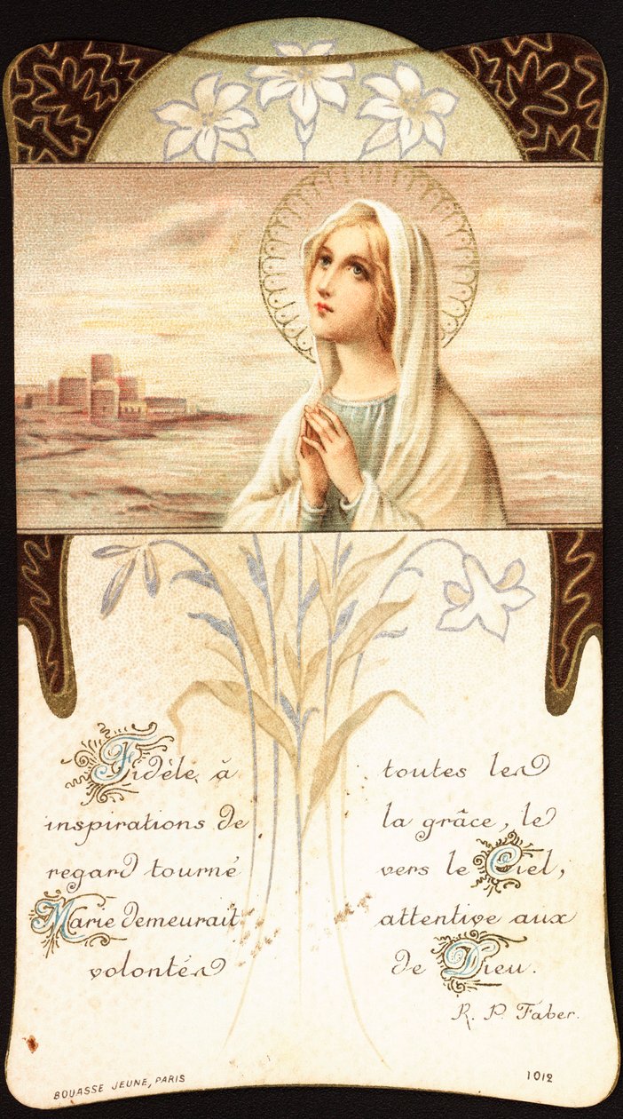 Fidelellä on kaikki armon inspiraatiot, katse kääntyy taivaaseen, Maria pysyi tarkkaavaisena Jumalan jumalankuvan toiveissa. 1900-luvun yksityinen kokoelma tekijältä Anonymous Anonymous
