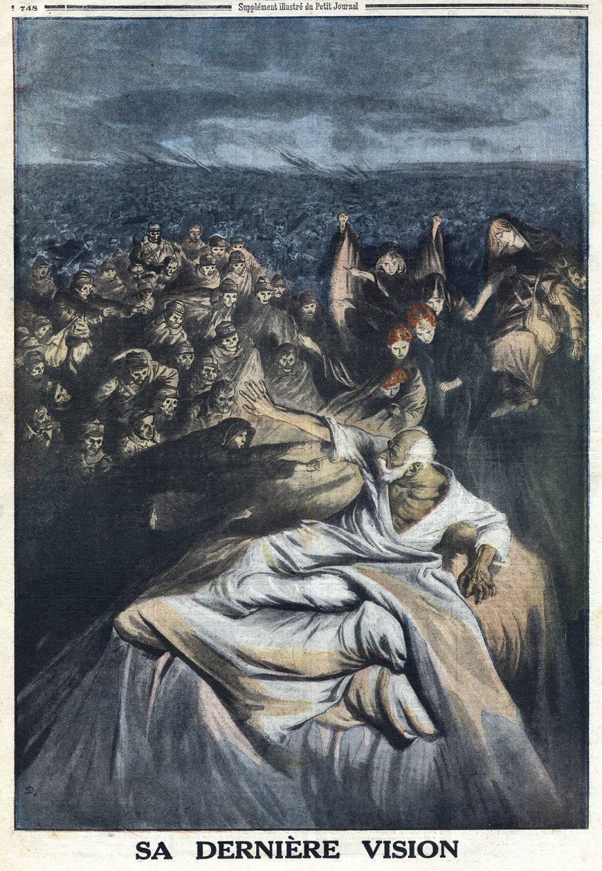 Ensimmäinen maailmansota 1914-1918 (sota 14-18). Itävallan Francois Joseph I:n kuolema (1830-1916). Hänen viimeisin täällä esitetty näkemyksensä tekee hänestä syyllisen kaikkiin surullisen kuuluisiin rikoksiin, joita hän on tehnyt. "" Le Petité Journalissa tekijältä Anonymous Anonymous