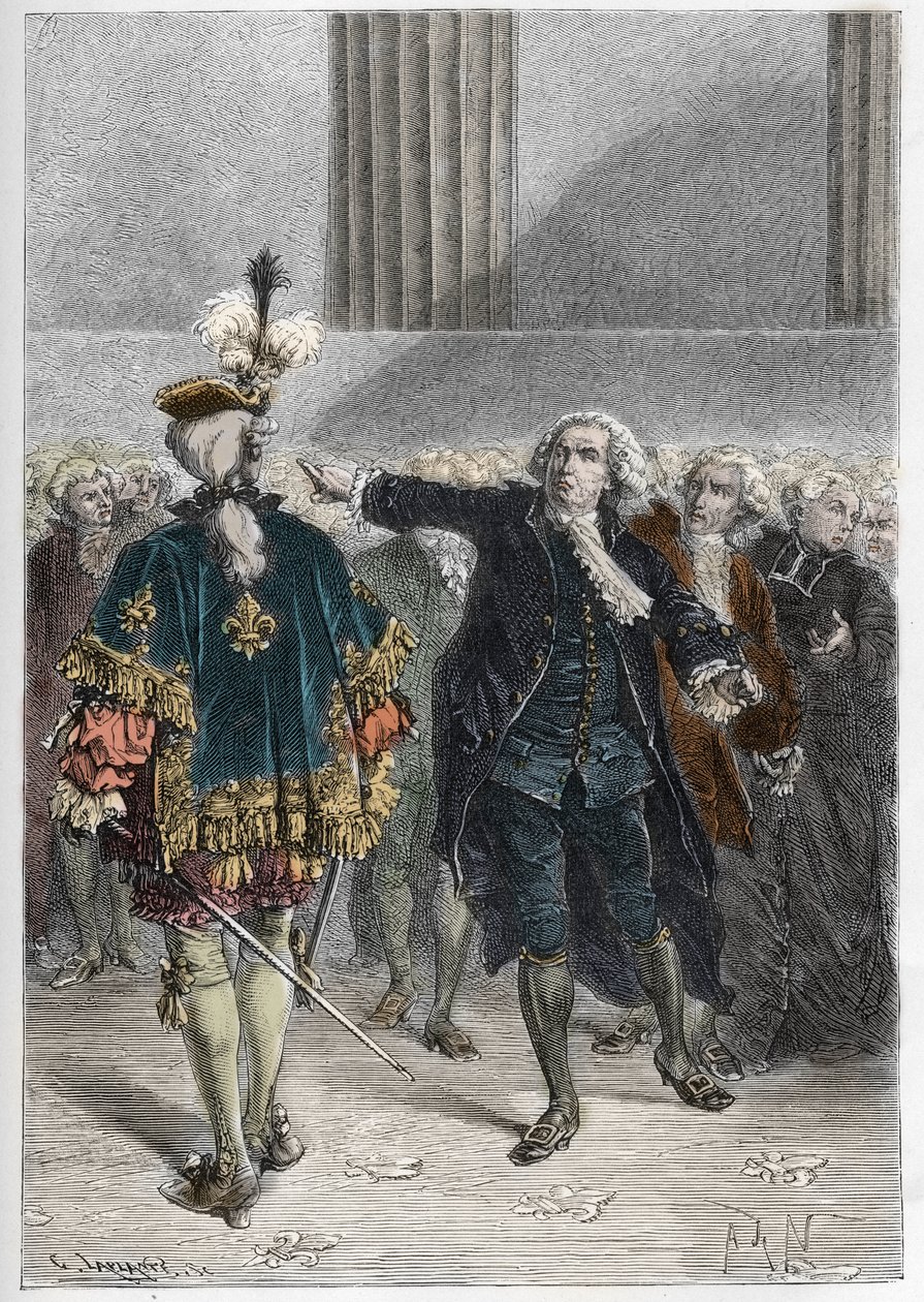 Ranskan vallankumous - yleisvaltioiden kokous 23.6.1789: Honore Gabriel (Honore-Gabriel) Riqueti, Mirabeaun kreivi (1749-1791) puhui Henri Evrardille (Henri-Evrard), Dreux Brezen markiisille (Dreux-Breze) (1762-1829) - Yleiset osavaltiot Versaillesissa tekijältä Anonymous Anonymous