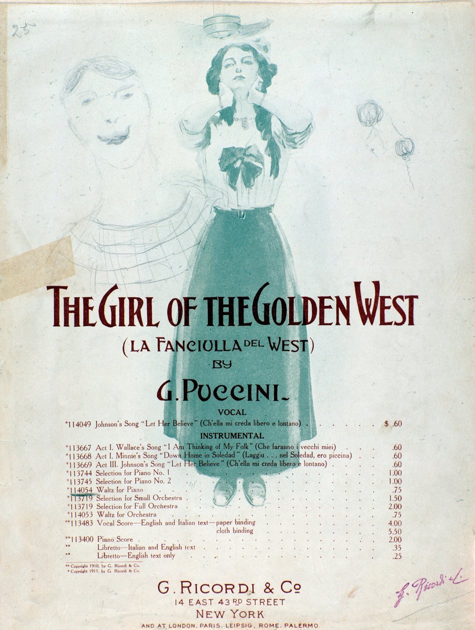 Puccinin The Girl of the West -musiikkipartituurin etukappale tekijältä Anonymous Anonymous