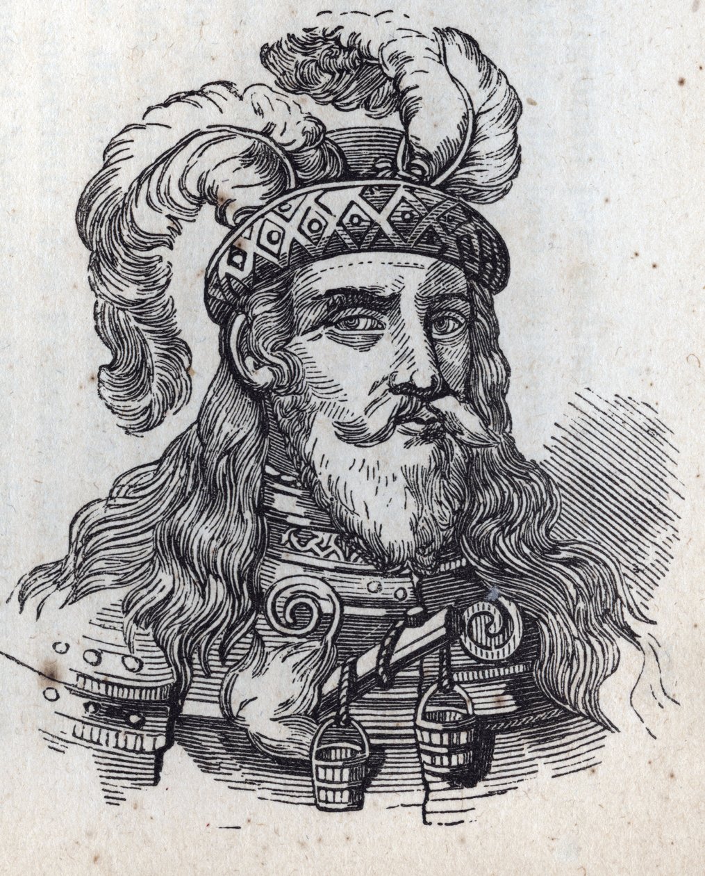 Galeazzo Viscontin mukaan - Galeas II Viscontin muotokuva - Galeazzo II Visconti - 1320-1378 -kaiverrus - tekijältä Anonymous Anonymous
