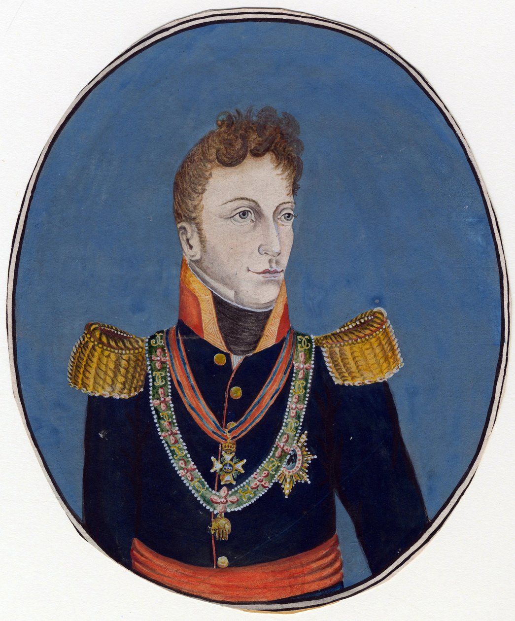 Gebhard Leberecht von Bluecher (Blucher) (1742-1819) prinssi de Wahlstatt et general prussien - Anonymous - n. 1800 - Vesiväri paperille - 17,4x14,2 - Yksityiskokoelma tekijältä Anonymous Anonymous