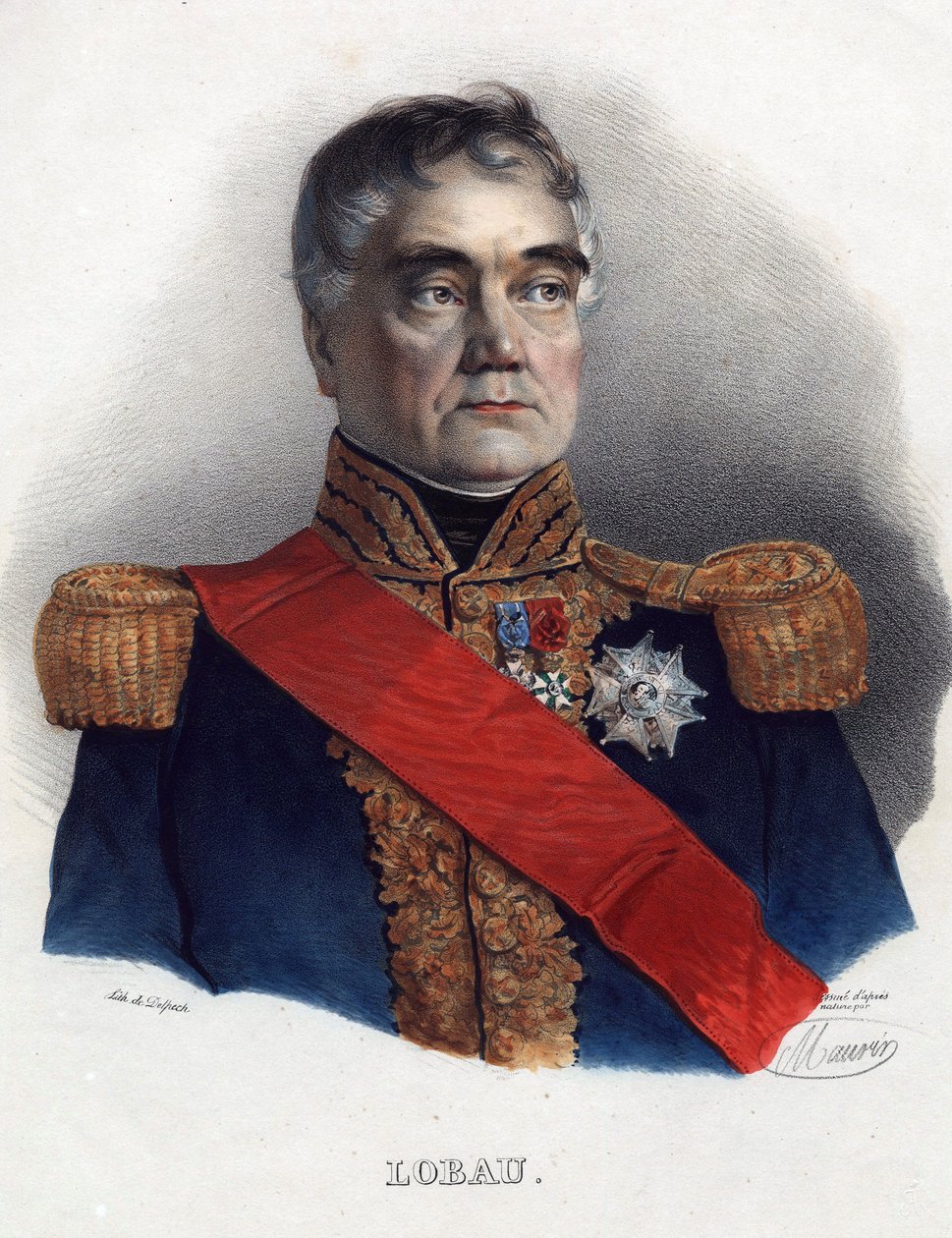 Georges Mouton de Lobau (1770-1838), Ranskan marsalkka - Nimetön - 1835 - Litografia, akvarelli - 32x24 - Yksityiskokoelma tekijältä Anonymous Anonymous