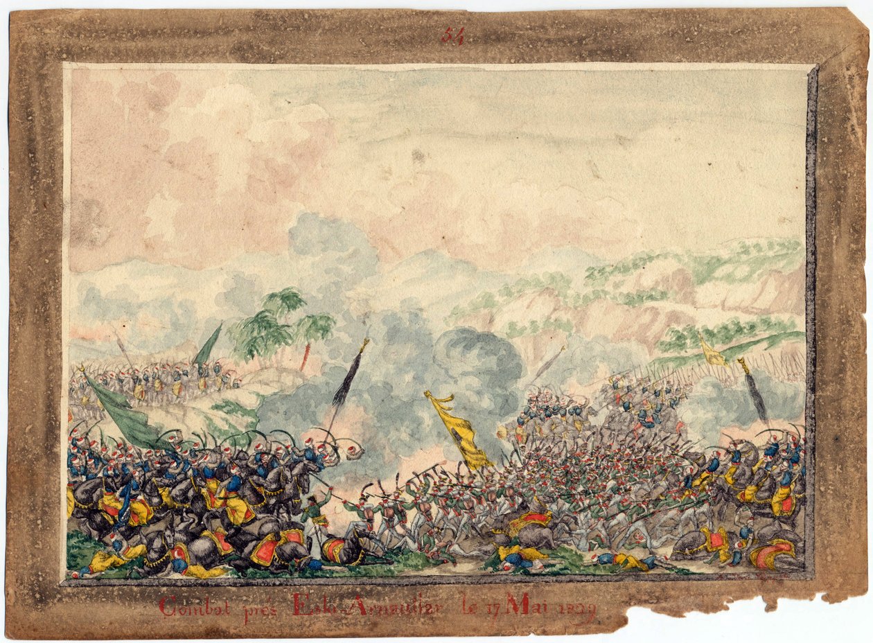 Guerre russo-turque de 1828-1829 - Taistelu Provadian lähellä toukokuussa 1829 - Nimetön - 1829 - Vesiväri paperille - 21,8x29,8 - Yksityiskokoelma tekijältä Anonymous Anonymous