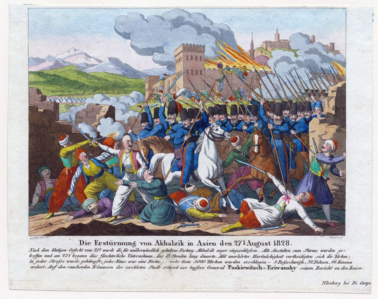 Guerre russo-turque de 1828-1829 - Myrsky Akhaltsikhen linnoitukselle (rabatin linna) 27. elokuuta tekijältä Anonymous Anonymous