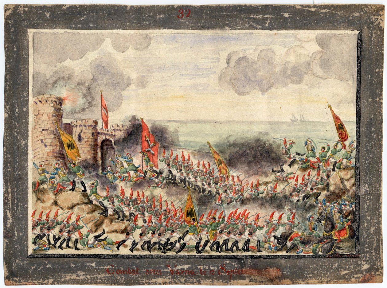Guerre russo-turque de 1828-1829 Varnan piiritys syyskuussa 1828 - Nimetön - 1829 - Akvarelli paperille - 21x29,3 - Yksityiskokoelma tekijältä Anonymous Anonymous
