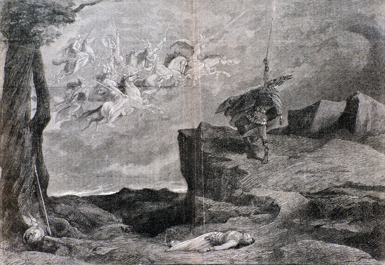 Kuvitus Wagnerin oopperalle Valkyrie teoksessa Nibelungin sormus tekijältä Anonymous Anonymous