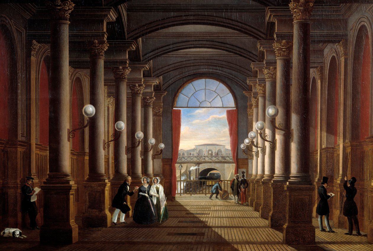 Sisäkuva entisestä asemasta Saint Lazare (Saint-Lazare) Anonyymi maalaus. 1845 Su. 1,35x1,85 m Pariisi, Musee Carnavalet tekijältä Anonymous Anonymous