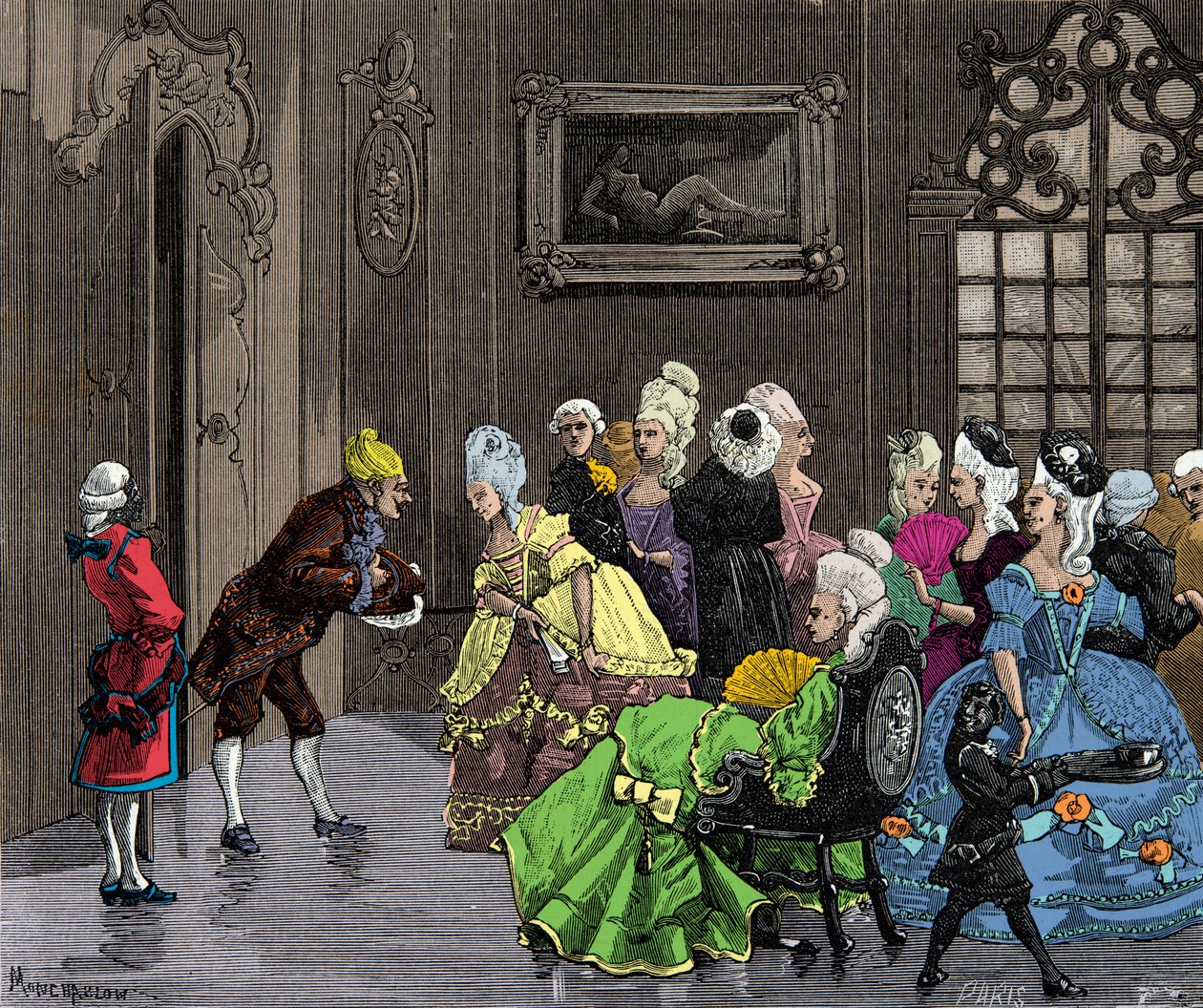 Joseph (Giuseppe) Balsamo (1743-1795), dit Alessandro Comte de Cagliostro aateliston vastaanotossa Versailles