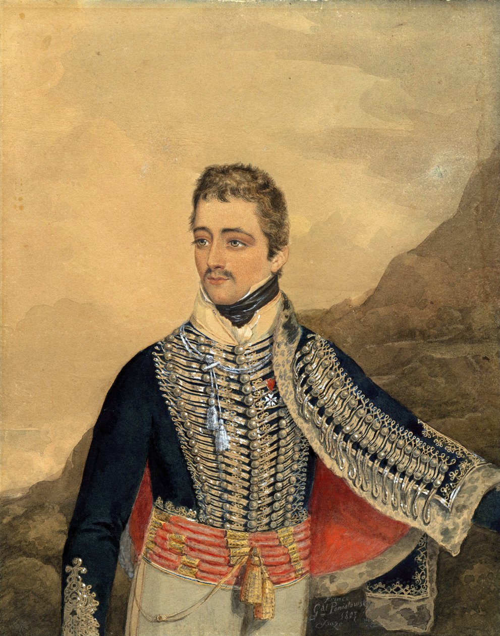 Jozef Antoni Poniatowski (1763-1813) - Prinssi Jozef Poniatowski - Nimetön - 1807 - Vesiväri, guassi paperille - 26,5x21 - Yksityiskokoelma tekijältä Anonymous Anonymous