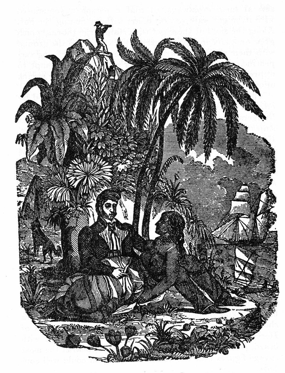 Merirosvojen elämä Madagaskarin saarella. Kaiverrus "Merirosvon omasta kirjasta" 1837. tekijältä Anonymous Anonymous