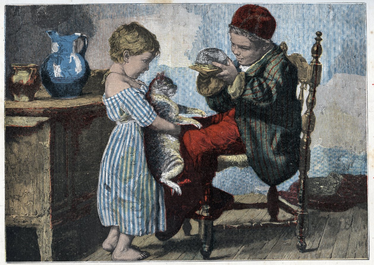 Les trennes de Minou. Kaiverrus 1800-luvun lopulta. Yksityinen kokoelma. tekijältä Anonymous Anonymous