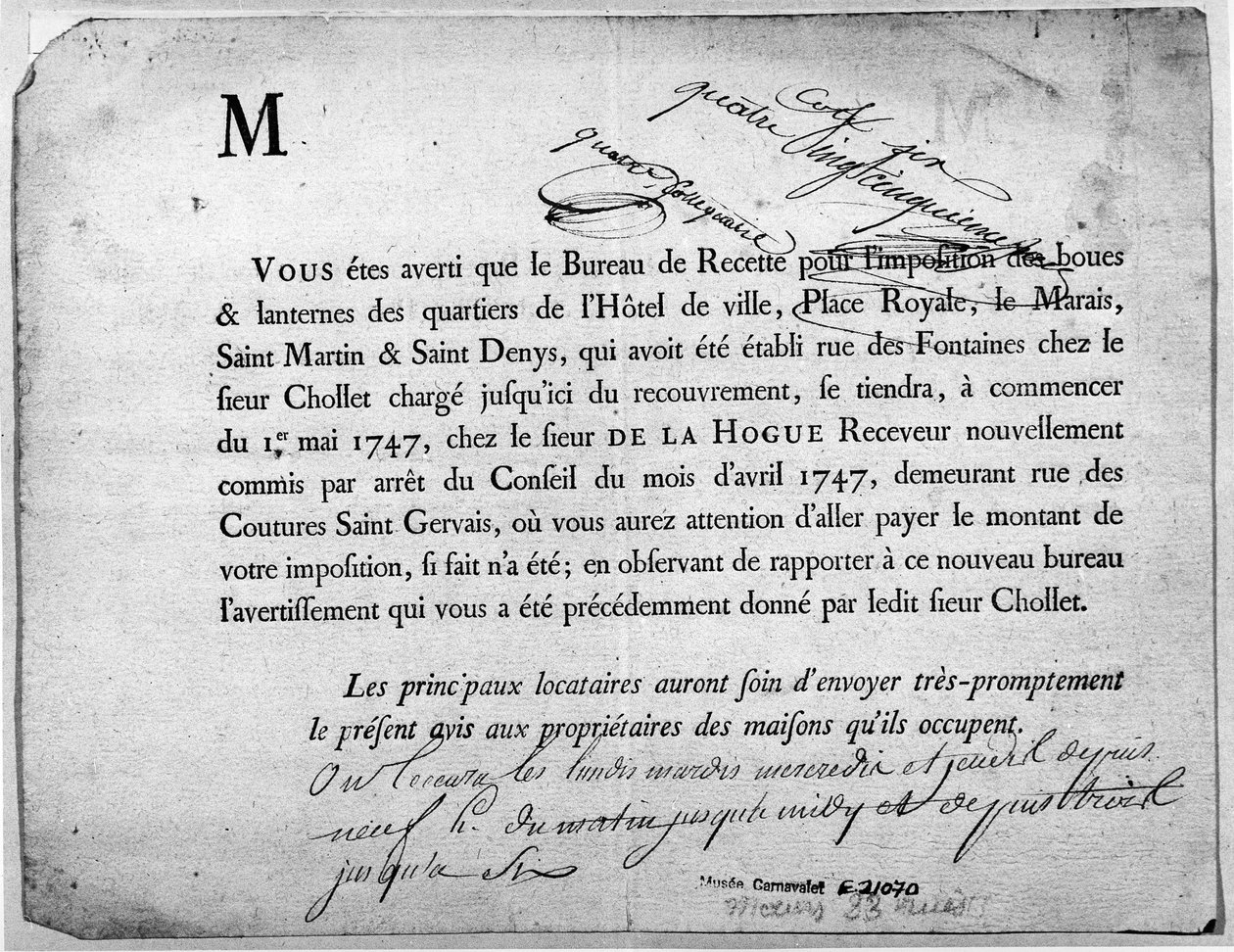 Veroviraston kirje verojen maksamisesta, päivätty huhtikuussa 1747. tekijältä Anonymous Anonymous