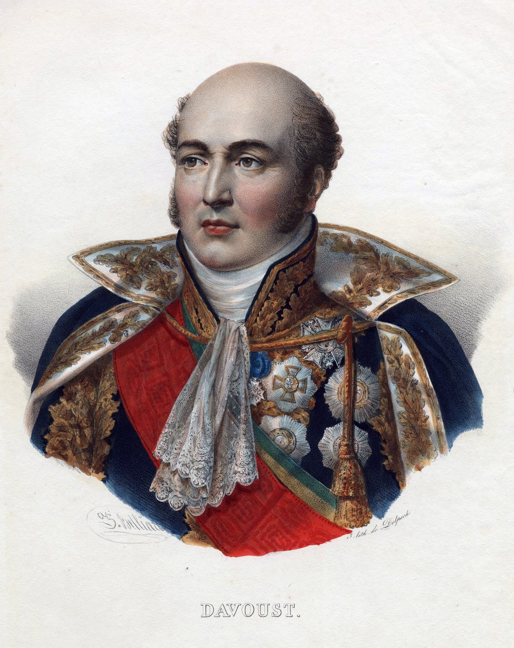 Louis Nicolas (Louis-Nicolas) Davout (1770-1823), Ranskan marsalkka - Nimetön - 1835 - Litografia, akvarelli - 32x24 - Yksityiskokoelma tekijältä Anonymous Anonymous