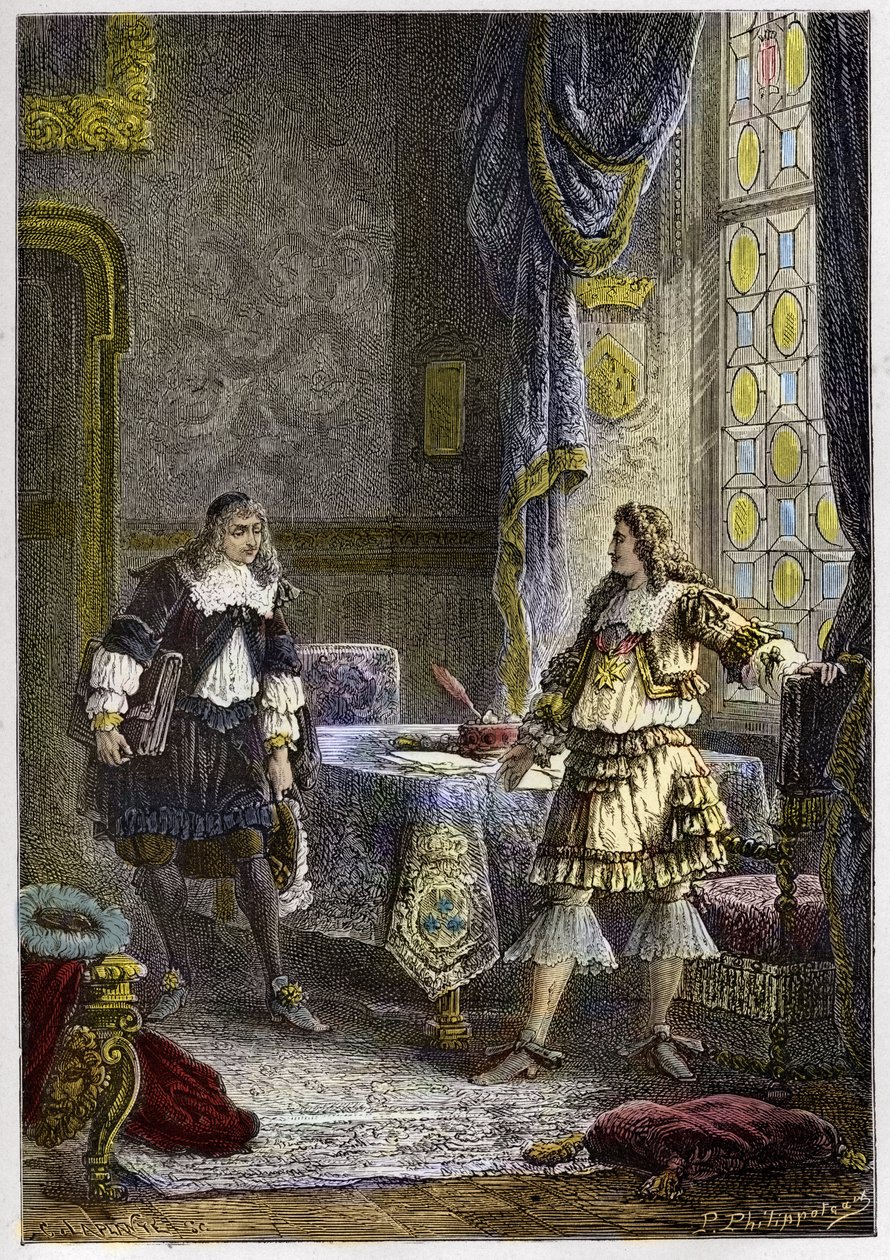 Ludvig XIV erottaa Nicolas Fouquet - Louis XIV erottaa talousjohtaja Nicolas Fouquet - kaiverrus "" L