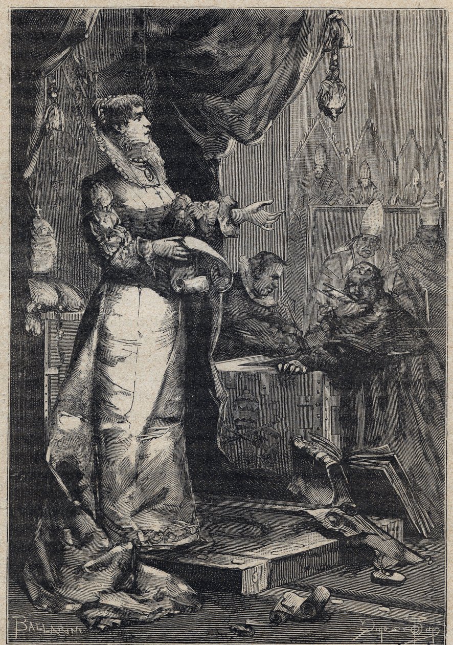Lucrezia Borgia Vatikaanissa - kaiverrus Oscar Pion "Lucrezia Borgiasta" - 1883 tekijältä Anonymous Anonymous