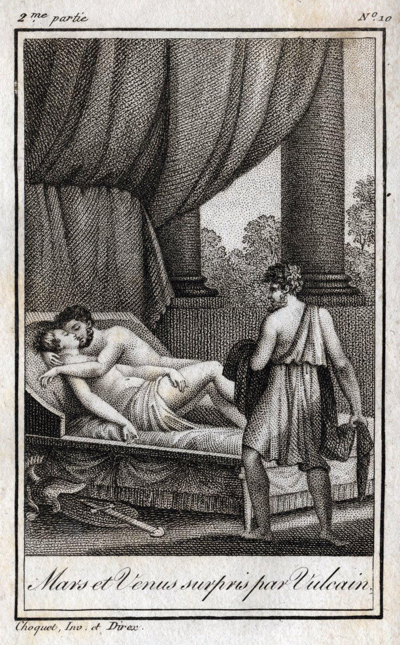 Vulcan löysi Marsin ja Venuksen. "Vulcan löysi Marsin ja Venuksen". Kaiverrus vuodelta 1819 Charles Albert Demoustier
