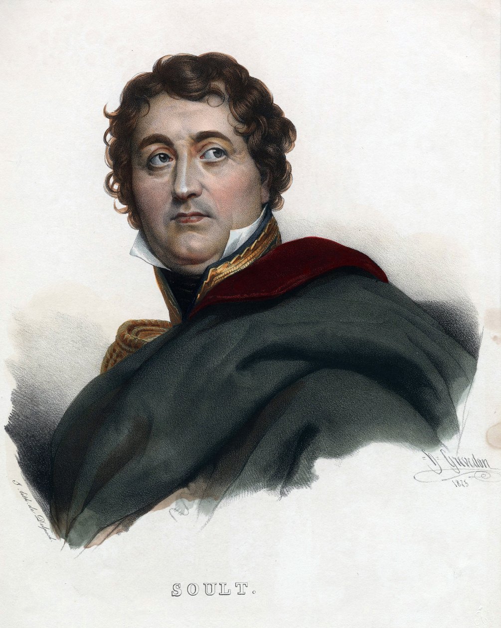 Marsalkkakenraali Nicolas Jean de Dieu (Jean-de-Dieu) Soult - Nimetön - 1835 - Litografia, akvarelli - 32x24 - Yksityiskokoelma tekijältä Anonymous Anonymous