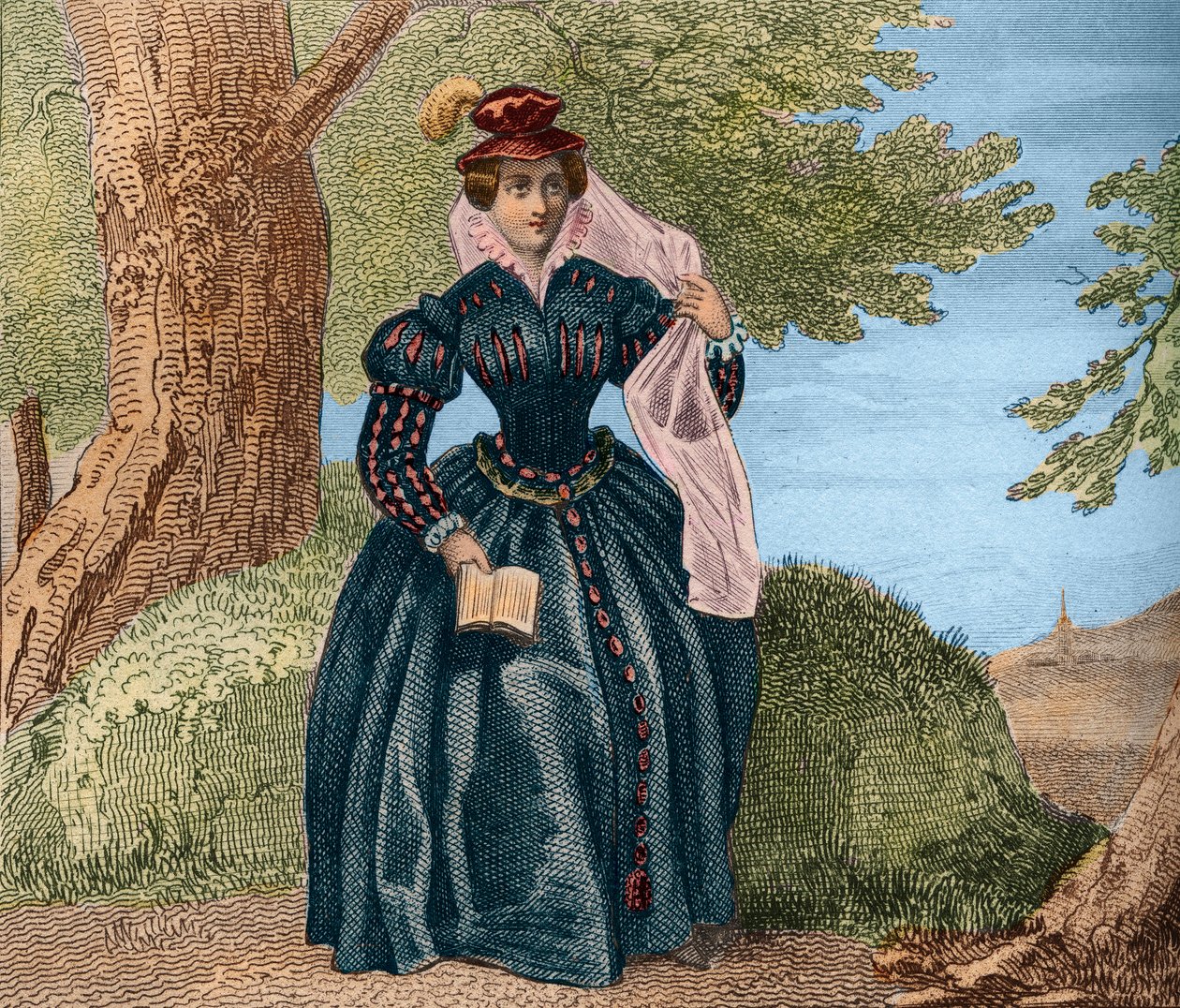 Mary Skotlannin kuningatar Kuningatar Marie Stuart (1542-1587) tai Skotlannin Marie Iere. Kaiverrus vuodelta 1859 Le Mondessa. Kaikkien kansojen historia kaukaisimmista ajoista nykypäivään." kirjoittanut M. E. de Lostalot-Bachoue (Lostalot Bachoue). Yksity tekijältä Anonymous Anonymous