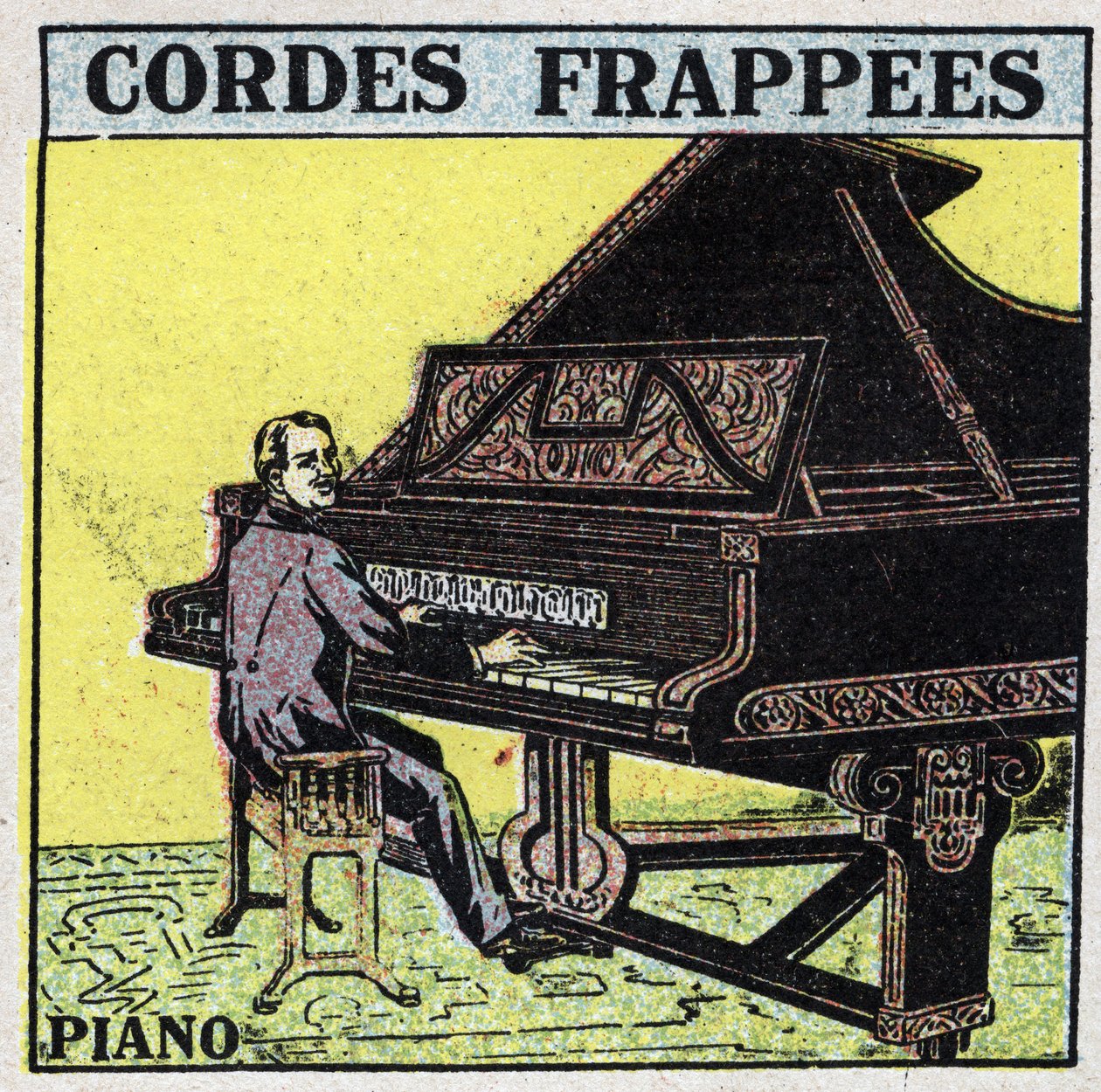 Soittimet: lyövät jousisoittimet. Pianosoitin. Anonyymi kuvitus vuodelta 1925. Yksityiskokoelma. tekijältä Anonymous Anonymous