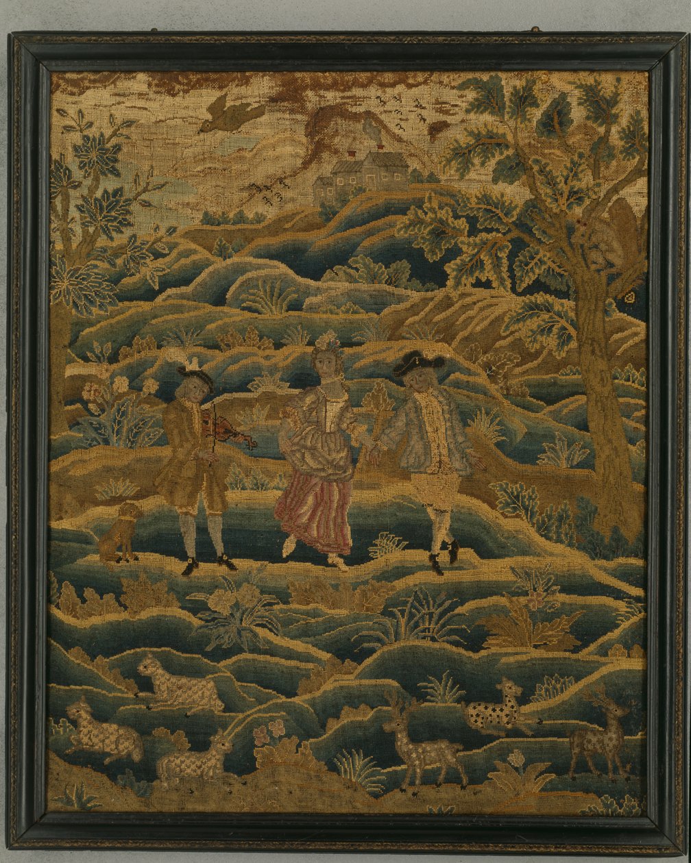 Ompelukuva, noin 1750 (villa, silkki ja kangas). tekijältä Anonymous Anonymous