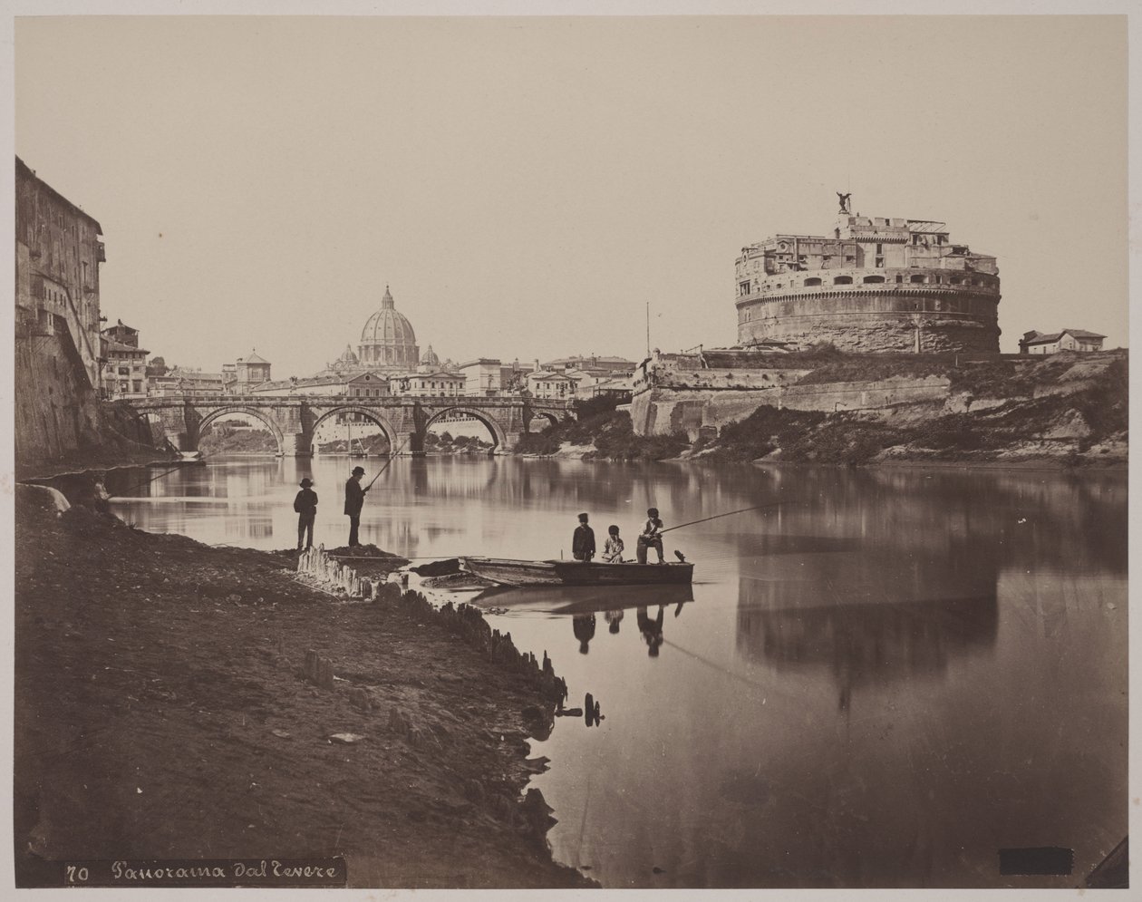 Panoraama Tiberin rannalta, noin 1865 (valokuva lasinegatiivista) tekijältä Anonymous Anonymous