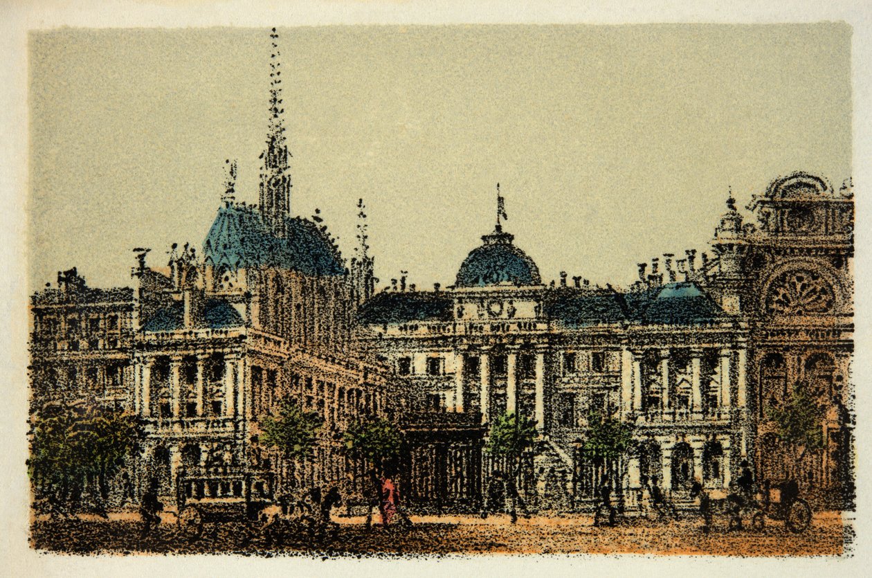 Pariisi vuonna 1874: Oikeuspalatsi ja Sainte Chapelle, yksityinen kokoelma tekijältä Anonymous Anonymous