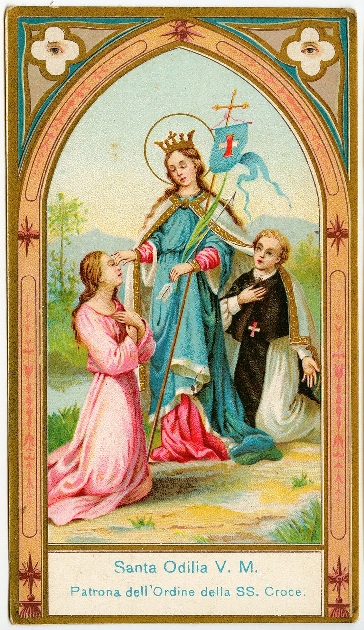 Hurskas kuva: St Odile of Alsace, Pyhän Ristin ritarikunnan kanonien suojelija (kromolitografia) tekijältä Anonymous Anonymous
