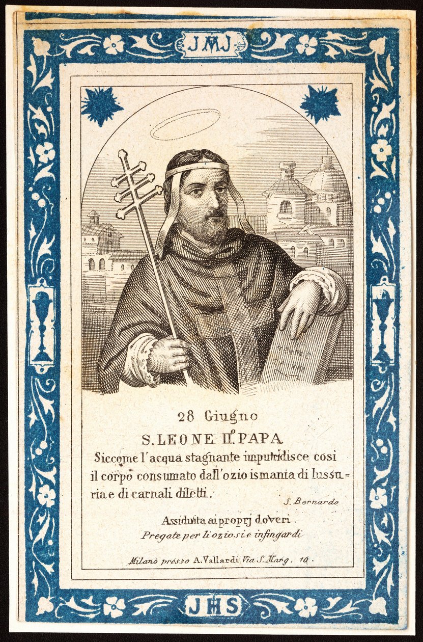 Paavi Saint Leon (Leone) II (7. vuosisata) Hurskas kuva. Postikortti. 1900-luvun alku. Yksityinen kokoelma tekijältä Anonymous Anonymous