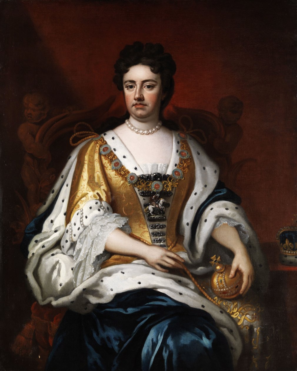 ""Kuningatar Anne Stuartin muotokuva (1665-1714)"" (Kuningatar Annen muotokuva (1665-1714)) Nimetön maalaus 1600-luku Dim 126x102 cm Yksityiskokoelma tekijältä Anonymous Anonymous
