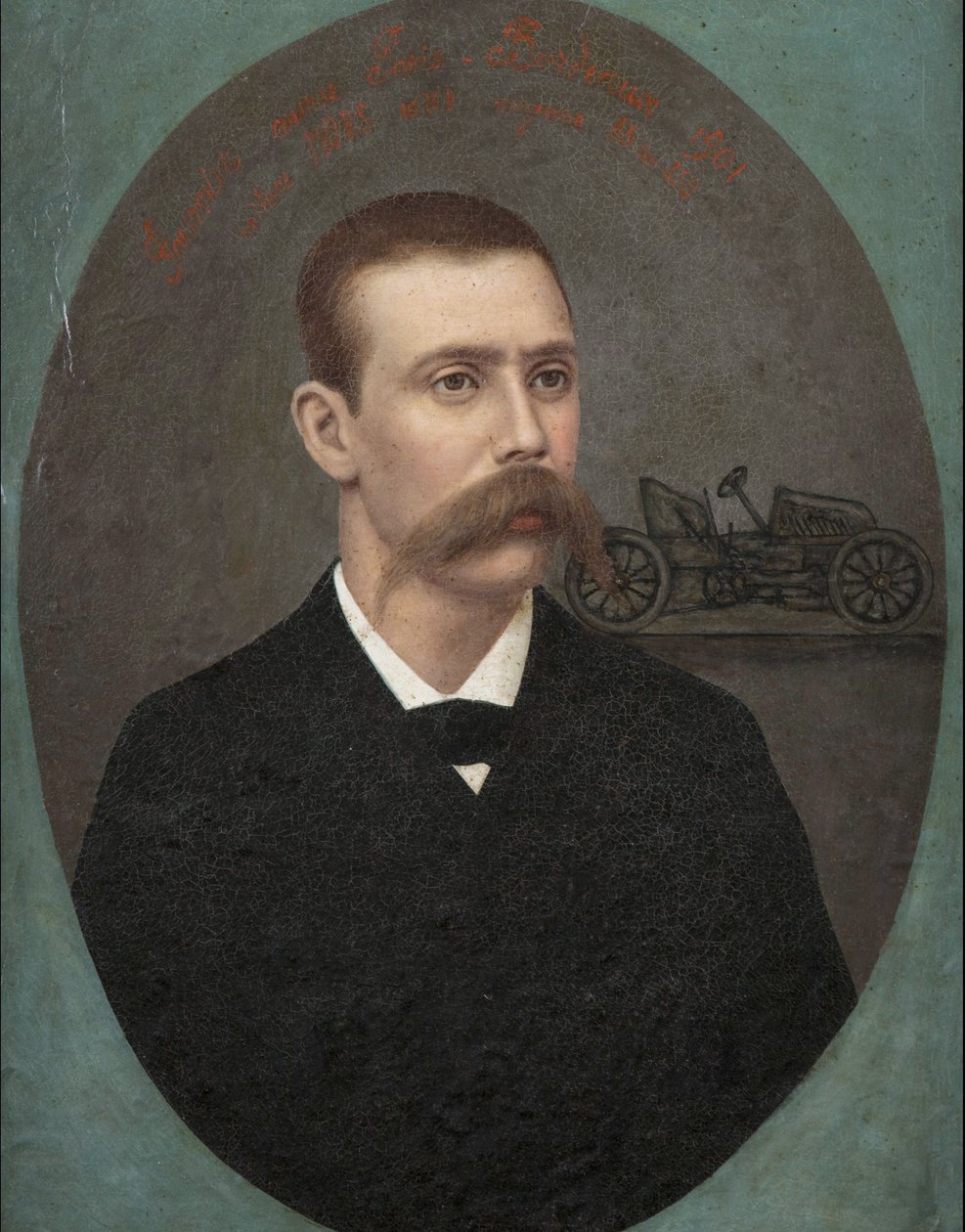 ""Ranskalaisen kilpa-autoilijan Henri Fournierin (1871-1919) muotokuva"" Anonyymi maalaus 1901 Yksityiskokoelma tekijältä Anonymous Anonymous