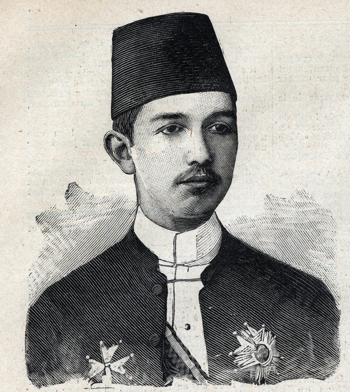 Egyptin varakuninkaan Abbas II Pashan (1874-1944) muotokuva. Kaiverrus "" Le Peute Parisien"" tekijältä Anonymous Anonymous