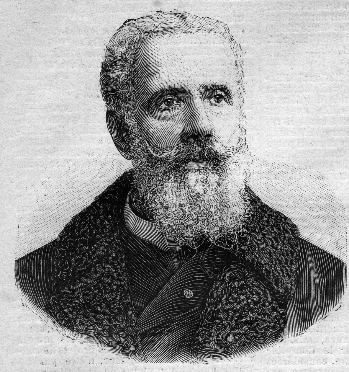 Ranskalaisen poliitikon Anatole de La Forgen (1821-1892) muotokuva. Kaiverrus "" Le Peute Parisien"" tekijältä Anonymous Anonymous