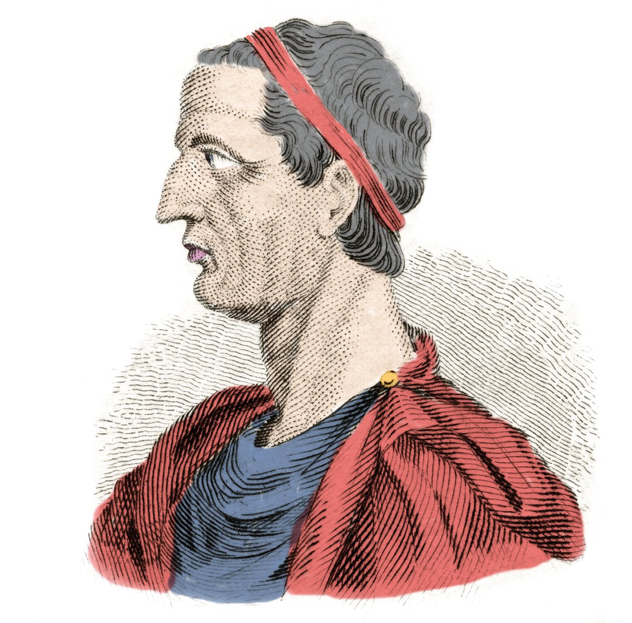 Ancus Marciuksen (Anco Marzio) muotokuva, joka on neljäs muinaisen Rooman seitsemästä legendaarisesta kuninkaasta. Se palautui -641:stä -616:een. Kaiverrus 1800-luvulta. Milanolainen tekijältä Anonymous Anonymous