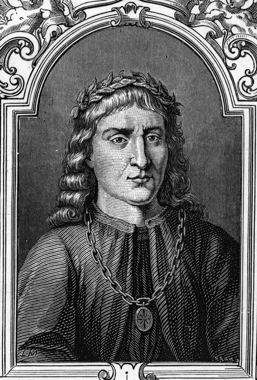 Italian taidemaalarin Andrea Mantegnan (1431-1506) muotokuva. Armandaudin kaiverrus vuodelta 1859 Euroopan - Italian gallerioissa "". Yksityinen kokoelma. tekijältä Anonymous Anonymous