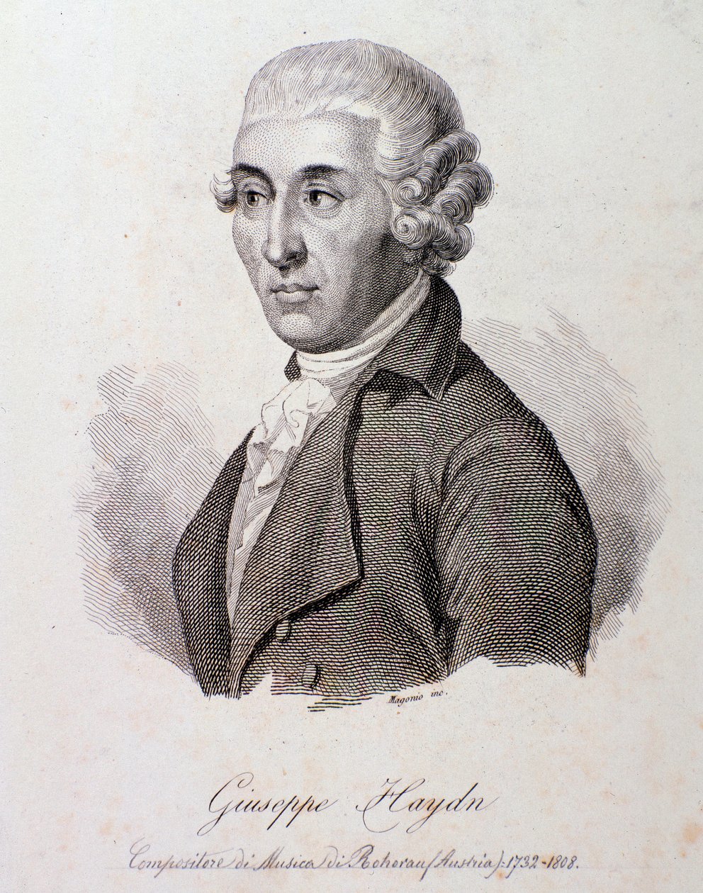 Itävaltalaisen säveltäjän Joseph Haydnin (1732-1809) muotokuva Kaiverrus. 1800-luvun yksityinen kokoelma tekijältä Anonymous Anonymous