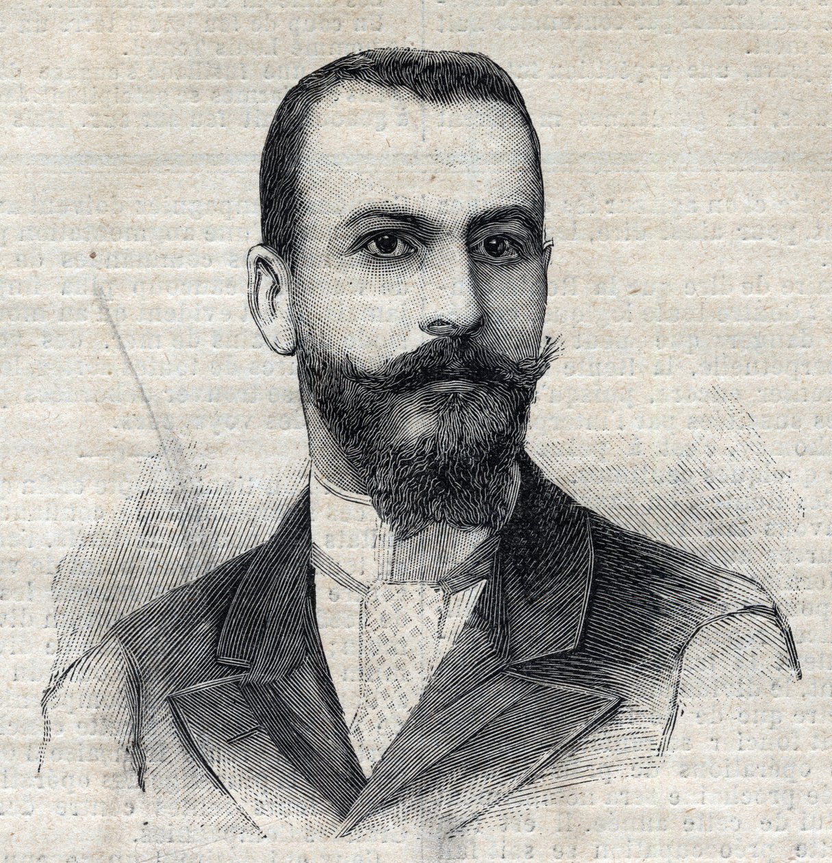 Casimir Maistren (1867-1957) muotokuva ranskalaisesta tutkimusmatkailijasta Afrikassa. Kaiverrus "" Le Peute Parisien"" tekijältä Anonymous Anonymous
