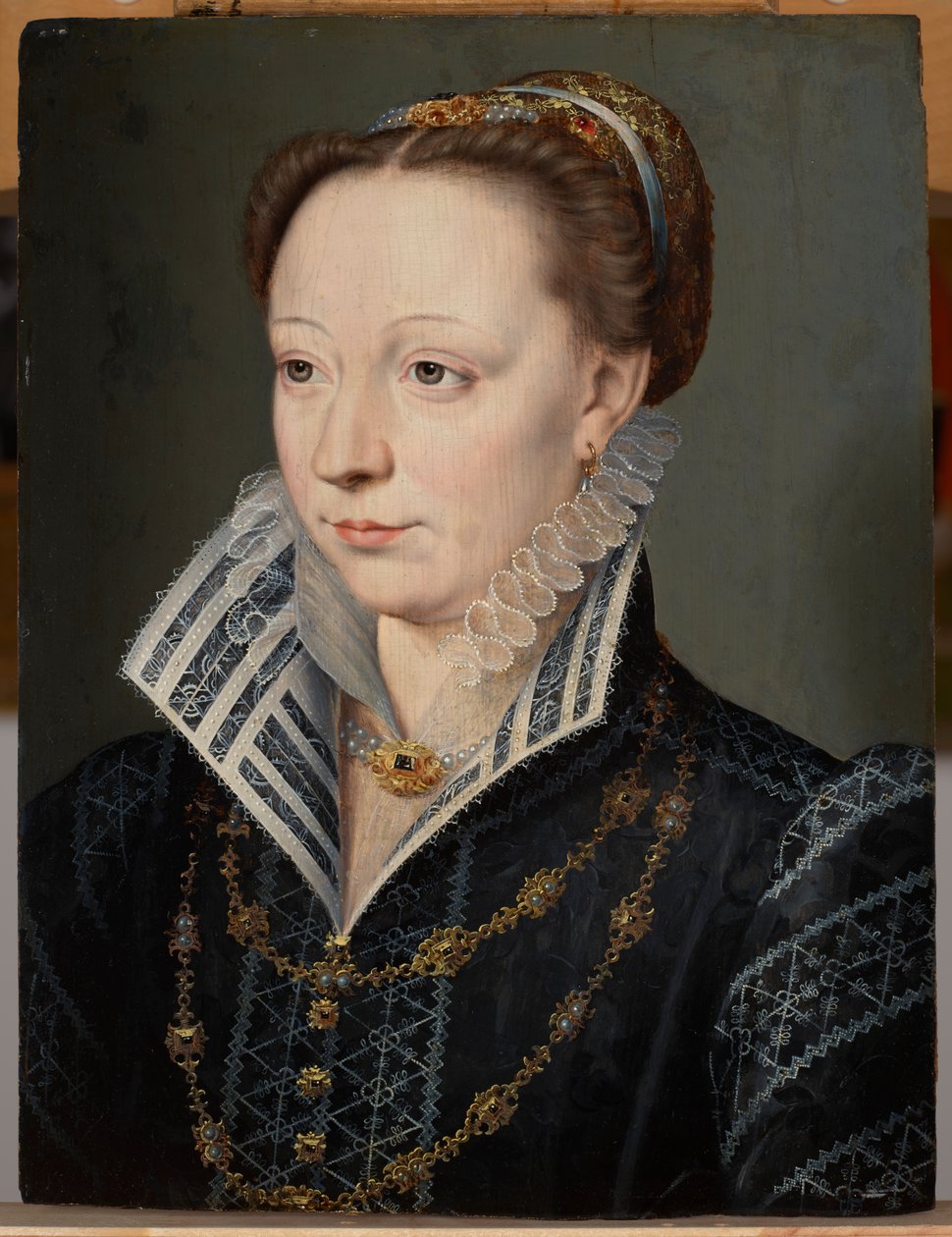Retzin herttuattaren Claude Catherine de Clermont-Tonnerren muotokuva (1543–1603), n. 1571 (öljy paneelille) tekijältä Anonymous Anonymous
