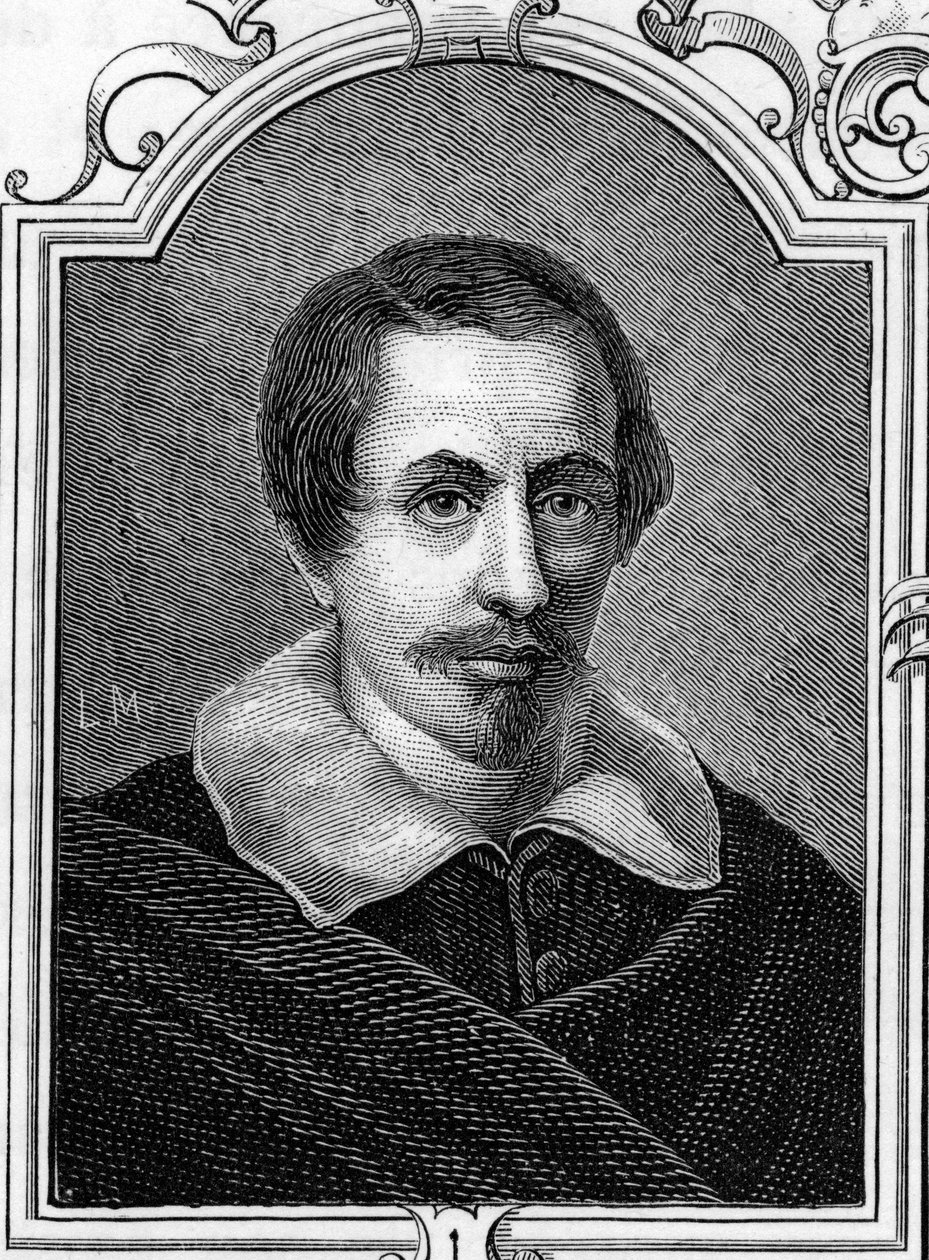 Italialaisen taidemaalarin Daniele Crespin (1598-1630) muotokuva. Kaiverrus vuodelta 1859 Armandaudin "" Euroopan gallerioissa - Italiassa". Yksityinen kokoelma. tekijältä Anonymous Anonymous