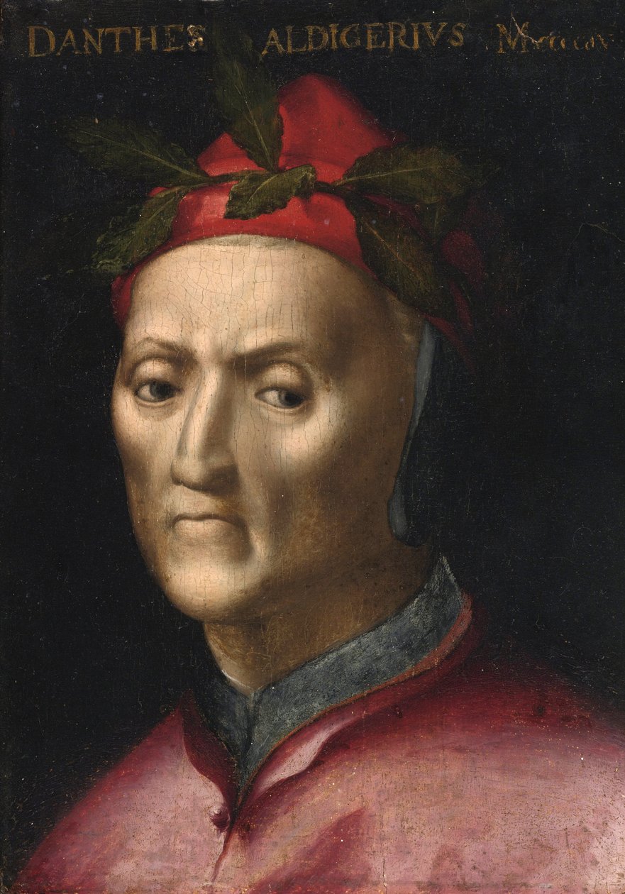 Dante Alighierin (1265-1321) muotokuva - Nimetön maalaus 1500-luvulta - yksityinen kokoelma tekijältä Anonymous Anonymous