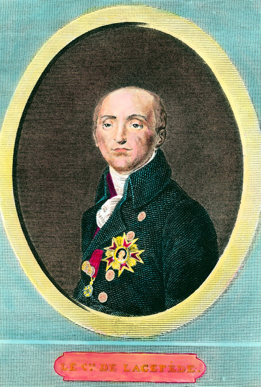 Etienne de La Ville, kreivi De Lacepede (1756-1825), ranskalaisen luonnontieteilijän muotokuva. Anonyymi kaiverrus tekijältä Anonymous Anonymous